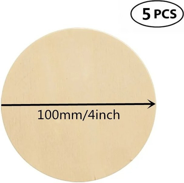5 Stück Naturholzscheiben zum Basteln, Durchmesser: 10,2 cm - Bild 1