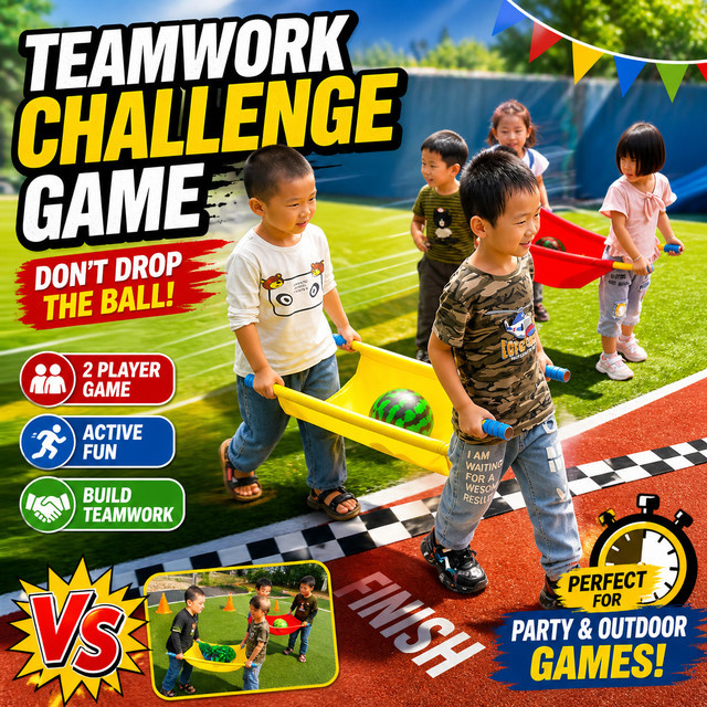YJHITO Kinder-Teamwork-Spiel, Tragehilfe für Balltransport, Decke für Stafettrennen, bunt / mehrfarbig - Bild 1