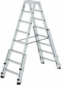Munk Günzburger Steigtechnik Aluminium Stufen-Stehleiter treppengängig silber 2x8 Stufen - Bild 1