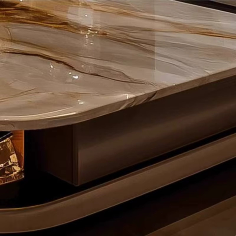 DUTRIEUX Japanischer Luxus-Couchtisch aus Marmor in Braun mit abgerundeten Ecken und modernem Design - Bild 2