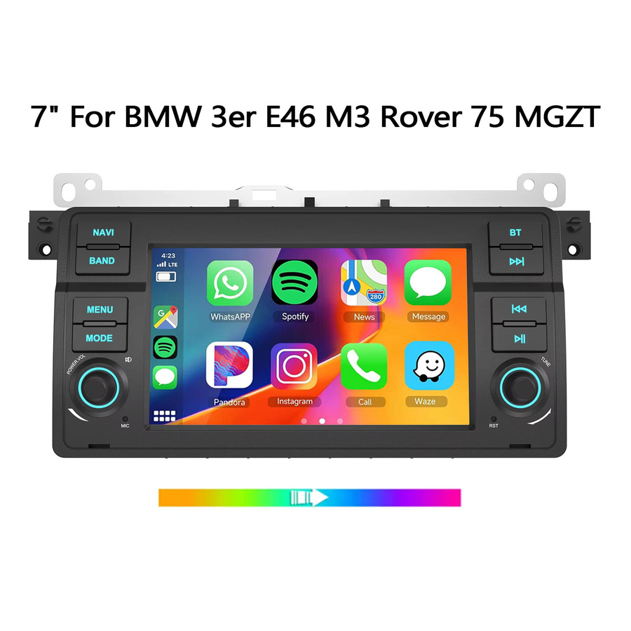 ESSGOO Android 15 Autoradio mit 7 Zoll IPS Touchscreen, 2+64G, kabelloses Carplay, Android Auto, GPS, Bluetooth, Wifi und Mirror Link für BMW 3er E46 M3, Rover 75 und MGZT, Schwarz - Bild 5
