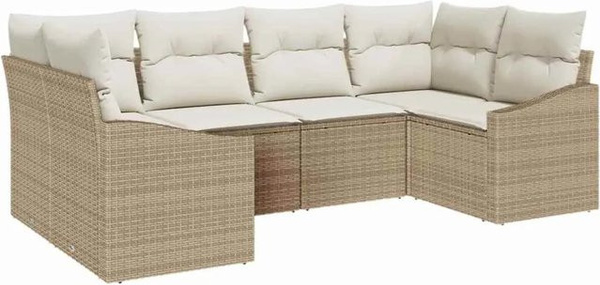 vidaXL Garten-Sofa-Set 6-teilig aus Poly-Rattan in Beige