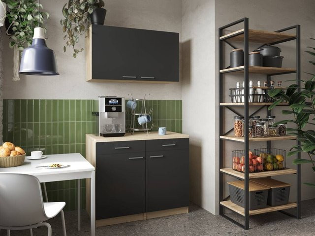 Respekta Küchenmöbel-Set Merle Modern in Schwarz mit Soft-Close-Türen und Schubladen, B/H/T: 100 x 200 x 60 cm - Bild 4