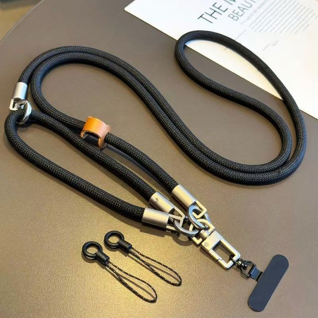 Verstellbare Handykette als robustes Halsband für Mobiltelefone und Kameras in Schwarz und Grau für Damen und Herren - Bild 1