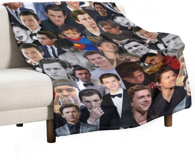 ZX Blanket Tom Holland Fotocollage Decke aus Flanell, Grau/Mehrfarbig, Breite: 76,2 cm, Tiefe: 101,6 cm - Bild 1