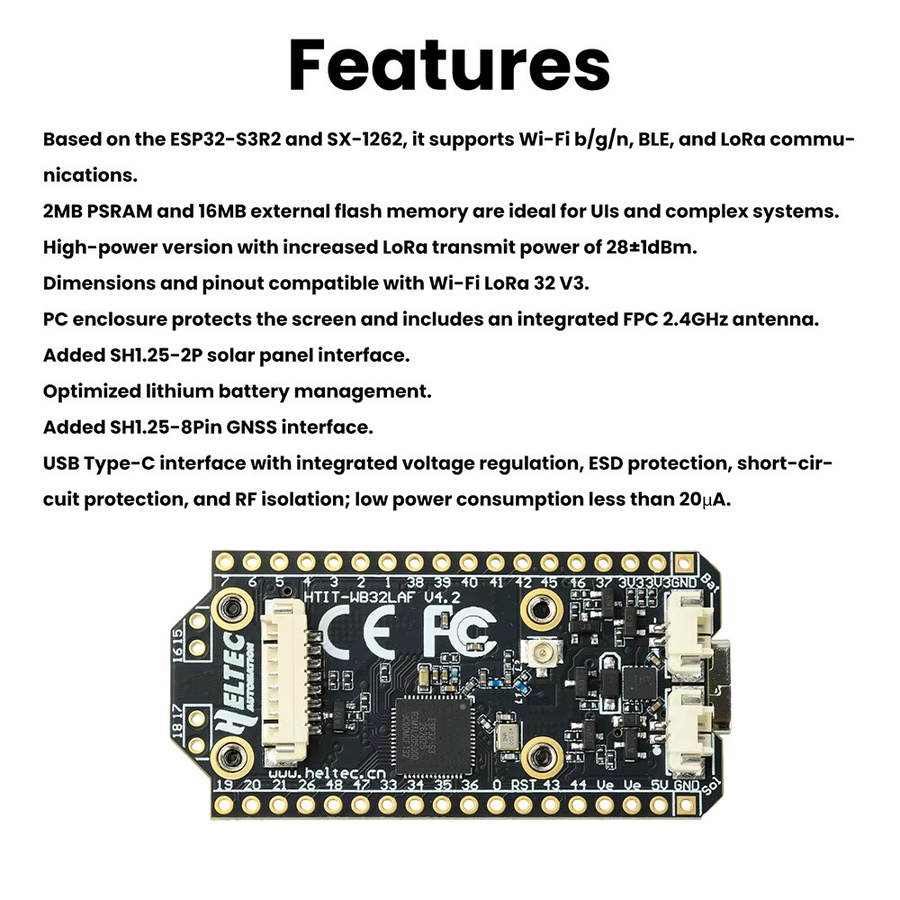 Aideepen V4 OLED Solar LoRa 32 Entwicklungsboard mit GPS, ESP32, WiFi und BLE in Grau - Bild 3