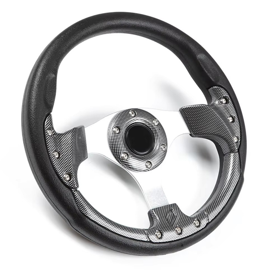 Universal Sport Lenkrad im Classic Racing Design aus PU und PVC, 320 mm, Schwarz/Carbon Fiber Style - Bild 2
