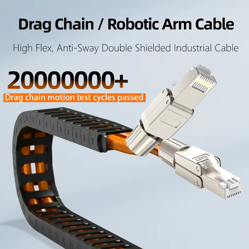 BYXGD Cat7 Ethernet-LAN-Kabel in Orange, abgeschirmtes Netzwerkkabel mit 10Gbps und Anti-EMI-Schutz für industrielle Umgebungen - Bild 2