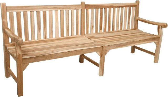 DELUKE Gartenbank MEGAN 5-Sitzer aus Teakholz in Natur Braun, wetterfeste Terrassenbank für Garten und Outdoor, Breite: 220 cm - Bild 1