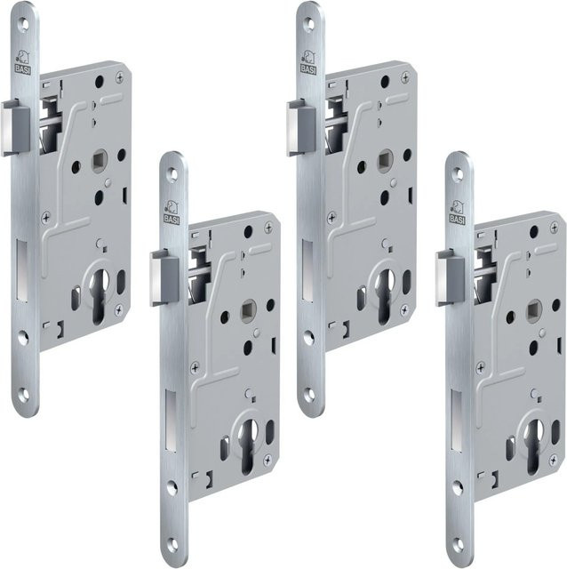 BASI Zimmertürschloss ES 928 PZW DIN Links Rundstulp Edelstahl Silber 4er Set - Bild 1