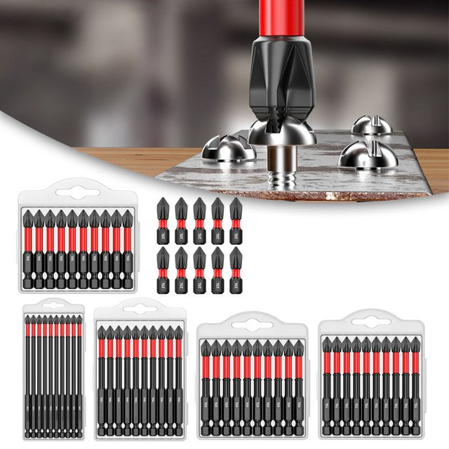 VIBRATITE 10-teiliges PH2-Magnet-Kreuzschraubendreher-Bit-Set aus legiertem Stahl, rutschfest und lang für elektrische oder manuelle Nutzung - Bild 1