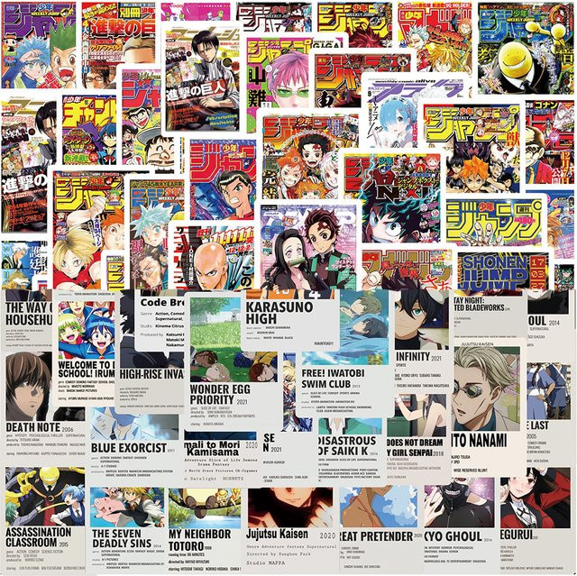 Bandai Anime Aufkleber Set Mix Angriff auf Titan und Jujutsu Kaisen Multicolor zur Dekoration von Laptop, Telefon oder Auto - Bild 1
