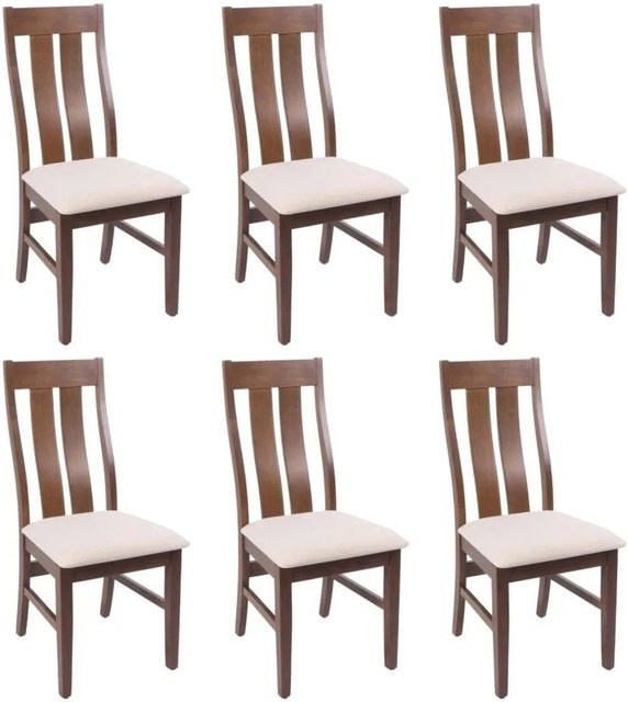MCW Esszimmerstuhl M58 6er-Set in Creme mit dunklem Gestell - Bild 1
