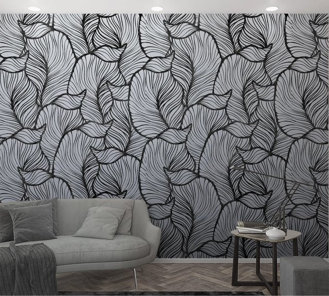 Marburg Vliestapete Smart Art Easy Floral Blattmuster Grau-Schwarz B: 159 cm x H: 270 cm - Bild 1