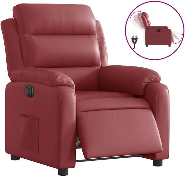 vidaXL Elektrischer Relaxsessel in Weinrot aus Kunstleder mit Armlehnen - Bild 1