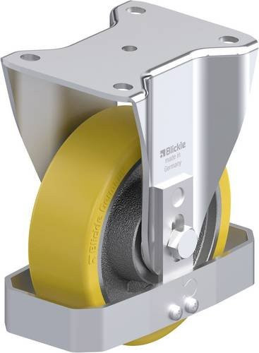 Blickle BH-GTH 150K-FS Stahlblech-Bockrolle in Silber und Gelb mit 150 mm Rad-Durchmesser und 800 kg Tragfähigkeit - Bild 1