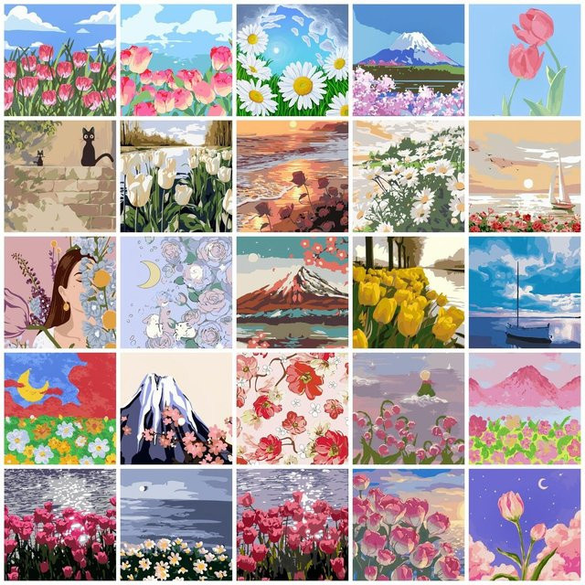 AZQSD Malset Malen nach Zahlen mit Gänseblümchen-Motiv als Ölgemälde für die Kinderzimmer-Dekoration, B/B/B: 20 x 20 x 20 cm - Bild 1