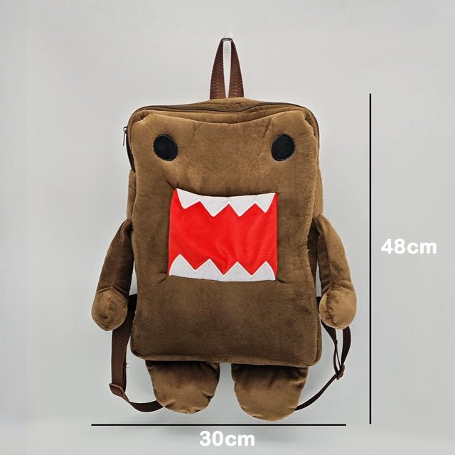 Treasuringu Domo Kun Plüschrucksack, braune Stofftasche - Bild 1