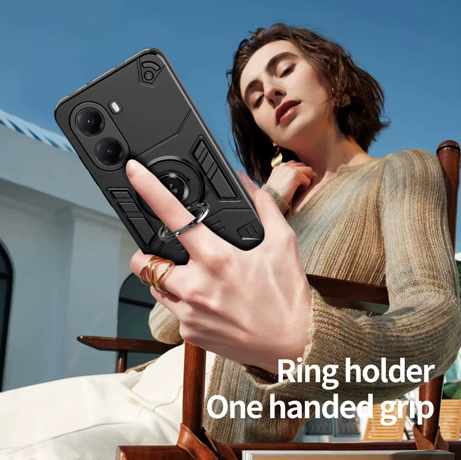 Stoßfeste Schutzhülle mit Ring-Ständer für Xiaomi Poco X7 Pro, C75, C71, F7 und X7 5G in Schwarz - Bild 5