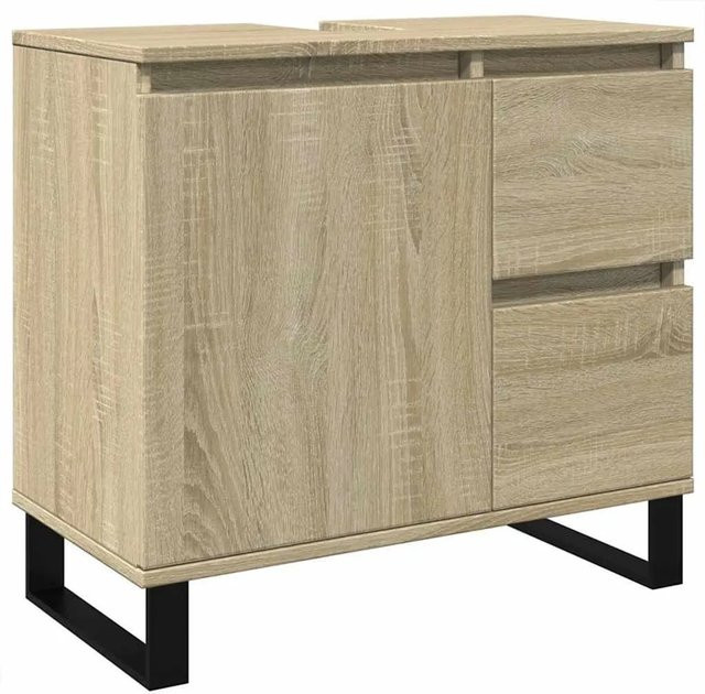 vidaXL Badschrank in Sonoma-Eiche aus Holzwerkstoff und Eisen im industriellen Stil, B/T/H: 65 x 33 x 60 cm - Bild 1