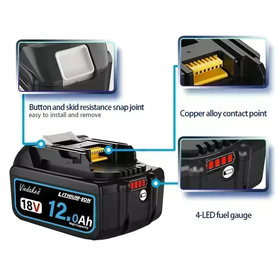 Makita 18V BL1860 Lithium-Ionen Akku 12Ah in Schwarz für Makita 18V Geräte - Bild 3