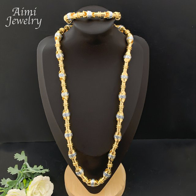 HIPUNK Schmuck Set, Halskette, Armband, Gold, Unisex - Bild 1