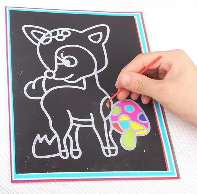Regenbogen Kratzbild Papier Set, Magisches Mal- und Zeichenblatt, ab 14 Jahre - Bild 1
