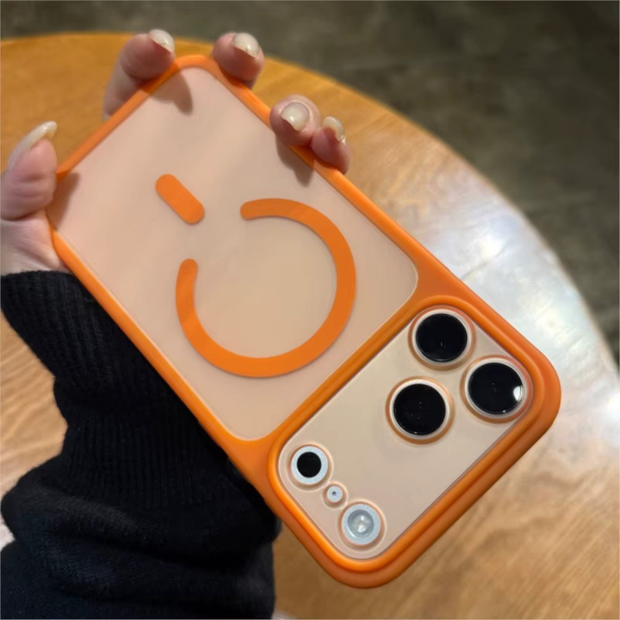 Original Matte 2 in 1 MagSafe Hülle Candy Translucent Armor Wireless Charging Cover für iPhone 17 Air, 16, 15, 14, 13 Pro Max in Orange Transparent - Bild 3