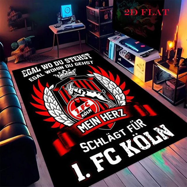 1. FC Köln Poster Teppich Rutschfeste Bodenmatte für Wohnzimmer und Schlafzimmer B: 60 cm, T: 90 cm - Bild 1