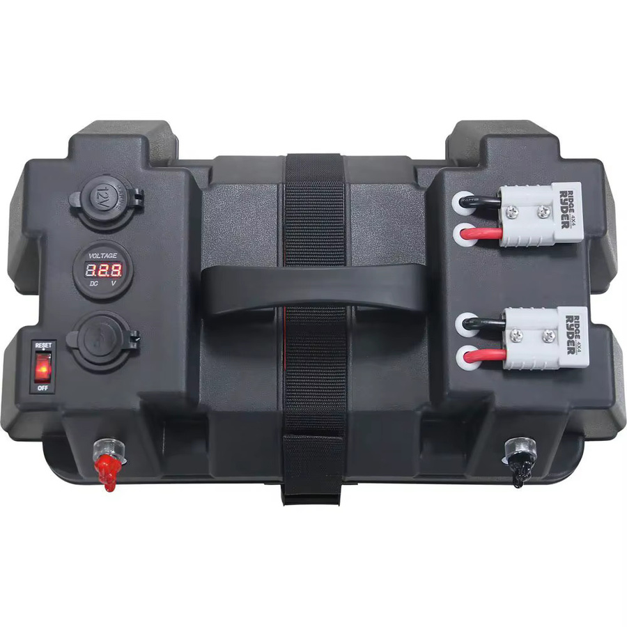 BYSSEA Marine-Batteriekasten in Schwarz mit USB-Ladegerät und Voltmeter für Boot, Auto und Wohnmobil - Bild 2