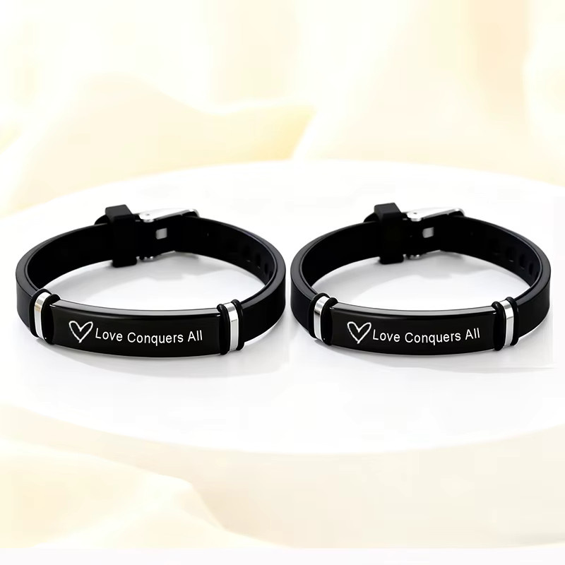 konminry Armband-Set, Edelstahl, Schwarz, Unisex - Bild 2