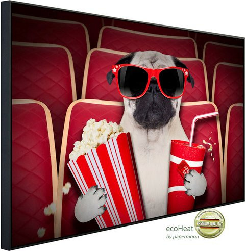 papermoon EcoHeat Infrarotheizung Hund im Kino mit Matt-Effekt in Bunt, App-Steuerung und Überhitzungsschutz - Bild 1