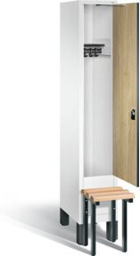 C+P Garderobenschrank Evolo mit Front in Eiche Sereno, Korpus Verkehrsweiß und schwarzgrauem Gestell, H x B x T: 185 x 32 x 81,5 cm - Bild 1