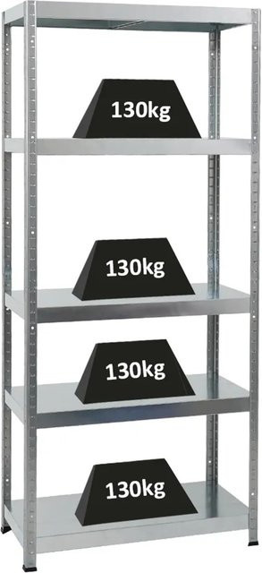 PROREGAL Schwerlastregal Steel Eagle aus Metall in Silber, H x B x T: 180 x 80 x 40 cm - Bild 1
