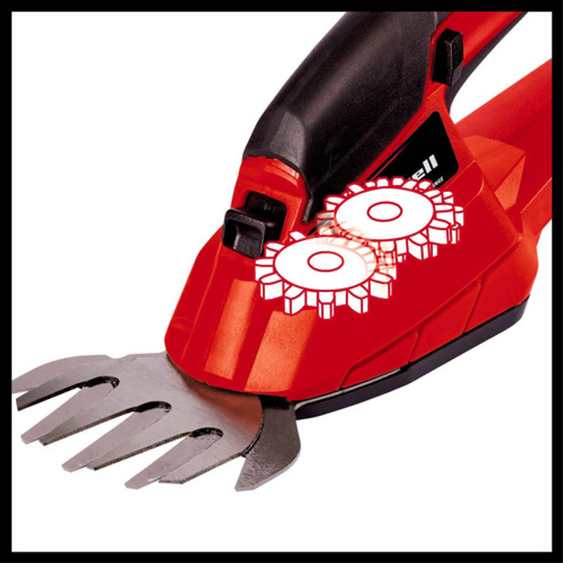 Einhell Power X-Change Akku-Gras- und Strauchschere GC-CG 18 Li-Solo in Rot/Schwarz mit laser-cut Grasschneideblatt aus Metall - Bild 6
