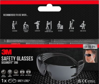 3M Schutzbrille SecureFit mit grauem Glas und Antibeschlag-Beschichtung nach EN 166 - Bild 1