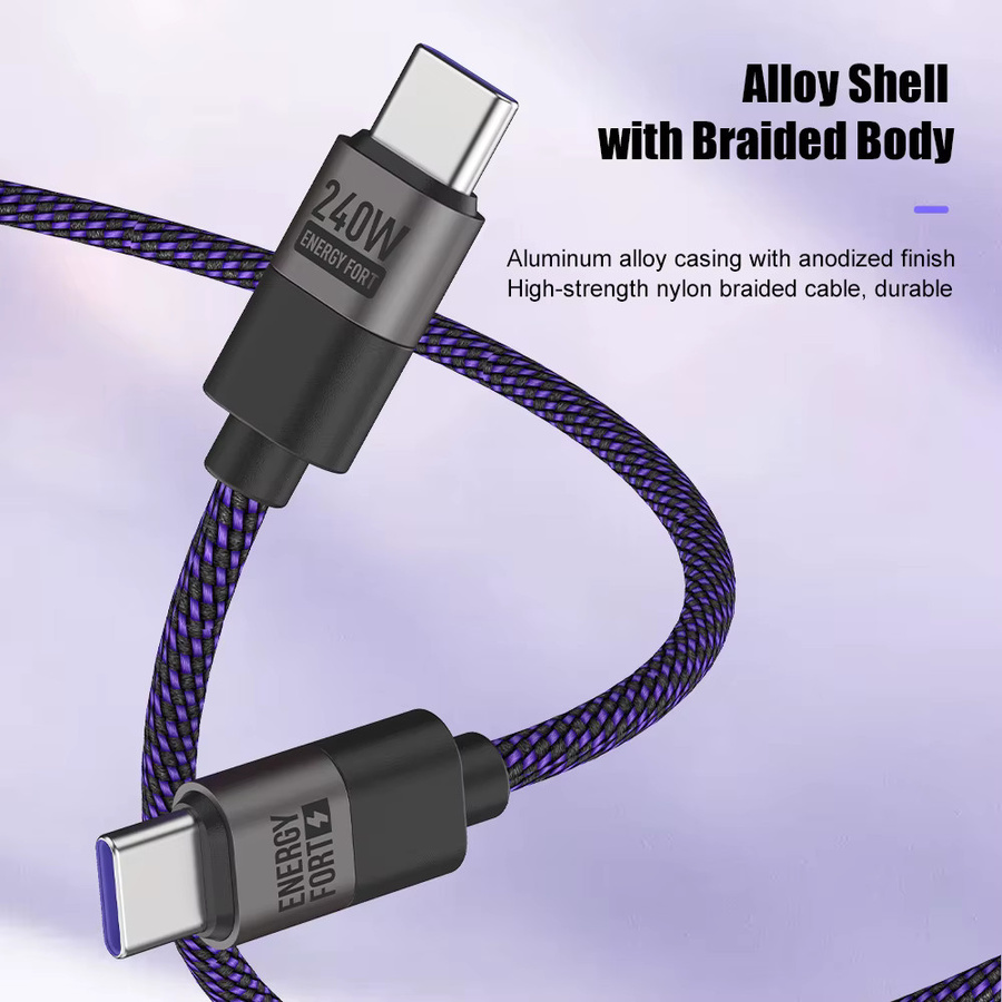 MOSHOU USB-C Schnellladekabel mit 240W Leistung, geflochtenes Typ-C Ladekabel für Laptops, MacBook, Samsung und iPhone - Bild 3