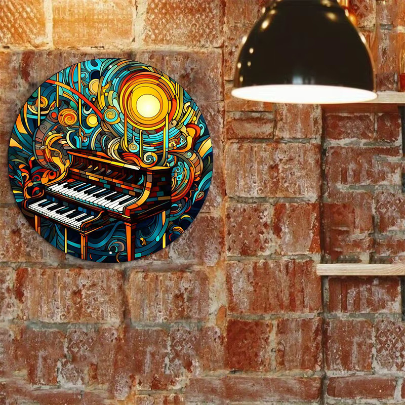 Potdemiel Aluminium-Metallschild mit Klaviertasten und Musiknoten, Wanddekoration in Mehrfarbig, B/H: 20,3 x 20,3 cm - Bild 6