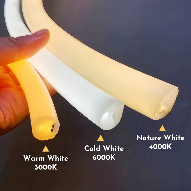 Khelse LED Neon Silikonröhre Rund Wasserdichter Silikon Diffusor Lichtstreifen 12V Cold White 6000K für die Gartendekoration im Außenbereich - Bild 4