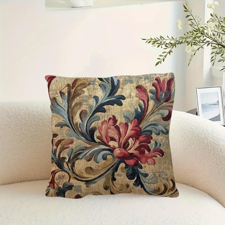 Zweiseitige Vintage Kissenhülle mit floralem Wandteppich-Druck aus Peach Skin, Mehrfarbig, B/B/H: 18 x 18 x 18 cm - Bild 2