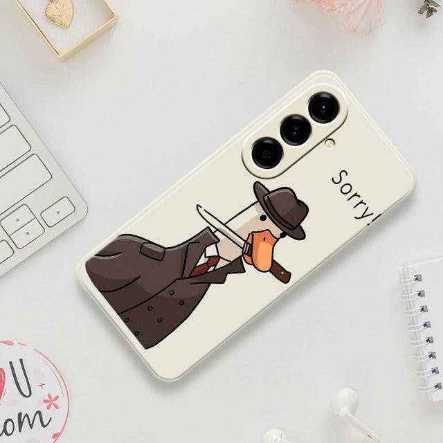 Samsung Galaxy Soft Cover mit Ente Detektiv Design für verschiedene Modelle wie A56 A55 A54 A53 A52 A51 A35 A34 A32 A31 A25 A23 A22 5G 4G - Bild 1