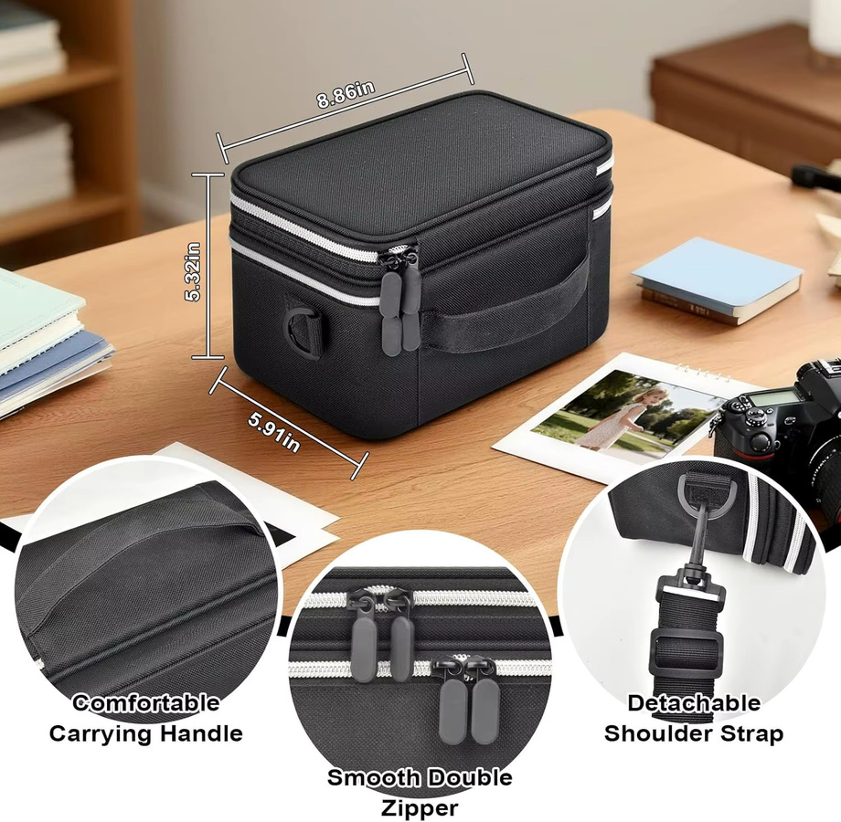 Liene Fotodrucker-Tasche für M100 und M200 Mini-Bilddrucker, tragbarer Aufbewahrungshalter für Fotopapier, Schwarz - Bild 3