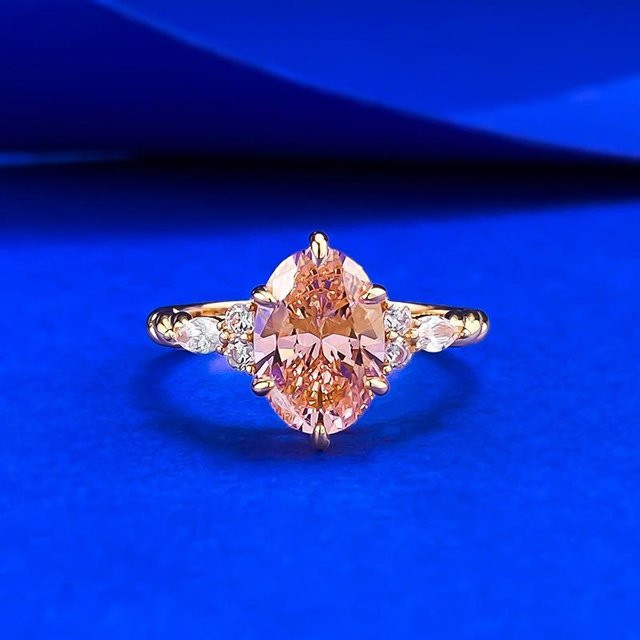 Ring 925 Silber, Ovaler Padparadscha Saphir, Damen - Bild 1
