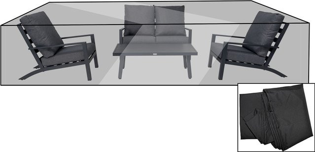 OUTFLEXX Premium Abdeckhaube für Gartenlounges, Schwarz, wasserbeständig, mit integriertem Zugband, B/T/H: 265 x 140 x 82 cm - Bild 1