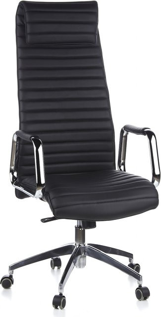 hjh OFFICE Luxus Chefsessel ASPERA 20 in Schwarz aus Leder mit Armlehnen - Bild 1