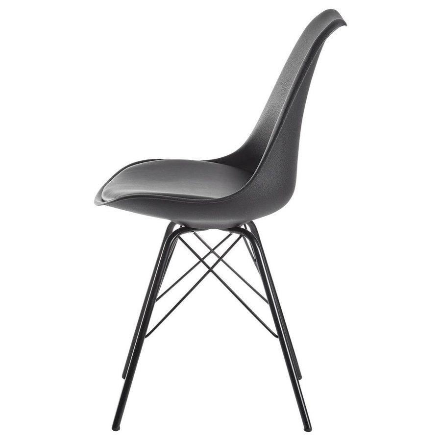 2er Set Esszimmerstühle Wohnling in Schwarz mit Kunstleder-Bezug und Eisen-Gestell im skandinavischen Design, B/T/H: 58 x 48 x 86 cm - Bild 2
