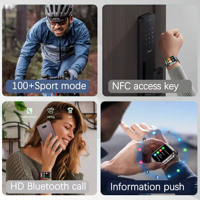 GUHUAVMI Smartwatch für Männer mit Blutdruckmessung, EKG und NFC in Schwarz oder Braun - Bild 6