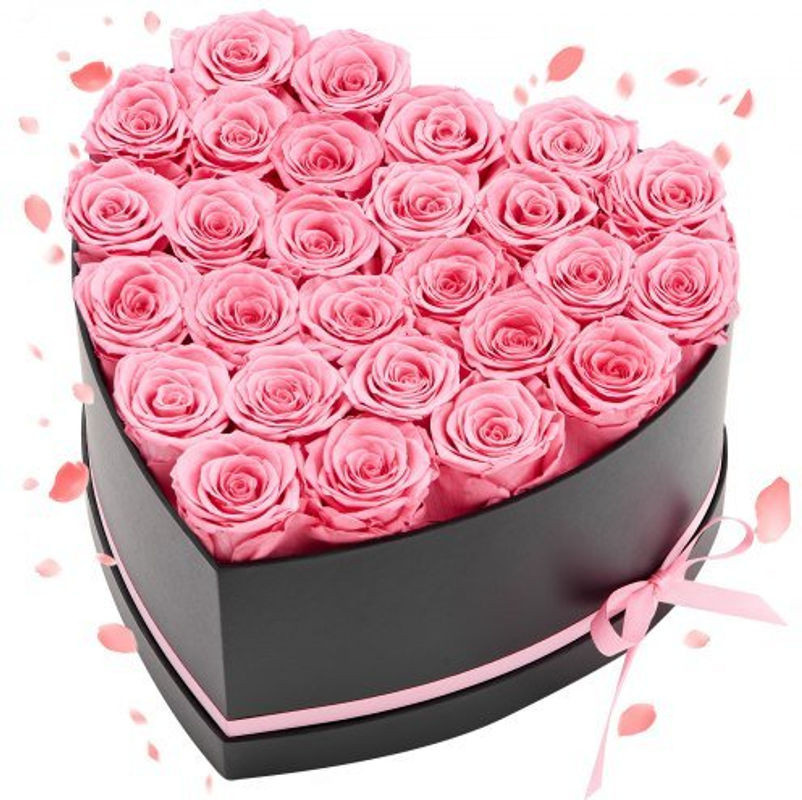 VEVOR Ewige Rosen in Herzform Box mit 27 konservierten Blumen in Rosa - Bild 1
