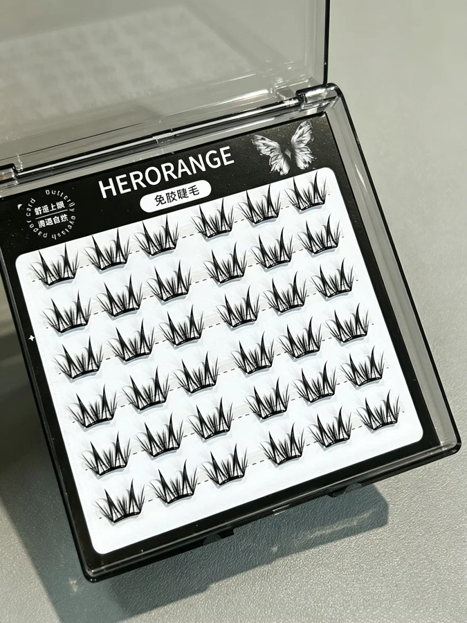 Herorange Selbstklebende Cluster-Wimpern, 36/60 Stück, Damen, Natürlich - Bild 5