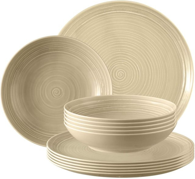Seltmann Weiden Tafelservice Terra aus Porzellan, 12-teilig, Beige - Bild 1